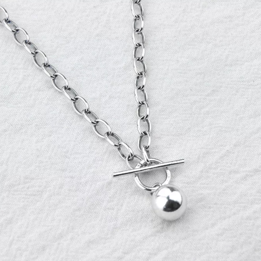 18” NEW 925 STERLING SILVER ROUND BEAD PENDANT NECKLACE - Picture 6 of 6